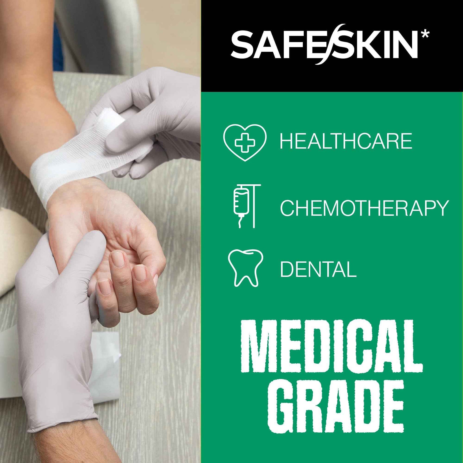 SAFESKIN Nitrile Exam Gloves - Disposable Powder Free Nitrile Gloves for Medical, Dental, Chemotherapy, Cleaning, Cooking, Food Prep, Auto - 3.5 mil Box 200, Size Medium