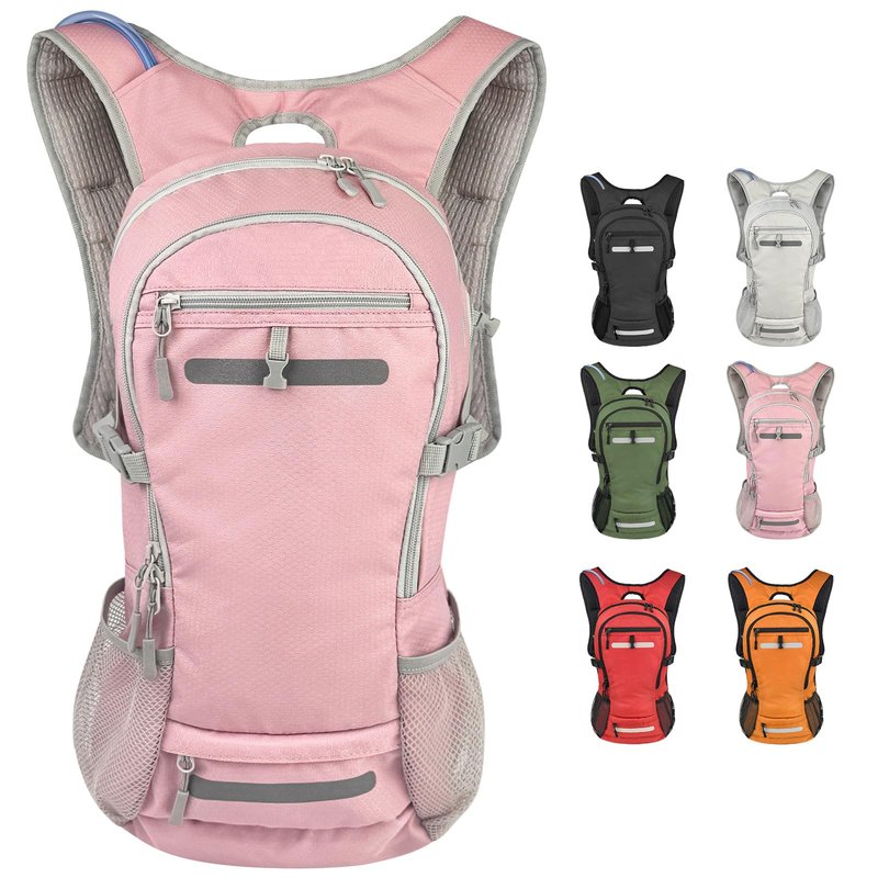 Zavothy 20L Hiking Backpack Daypack, Lightweight Hydration Pack with Free 3L Water Bladder, Rain Cover & Helmet Holder for Men & Women, Outdoor Climbing Cycling Backpack Pink