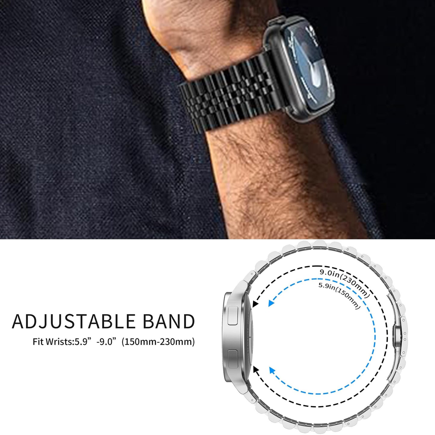 Compatible with Polar Vantage M3 bands, Lamshaw 22mm, 20mm Solid Stainless Steel Metal Band with Butterfly Folding Clasp Link Bracelet Compatible with Polar Unite, Ignite, Ignite 2, Ignite 3, Pacer, Vantage V3, Grit X, Grit X Pro, Grit X2 Pro, Vantage M,