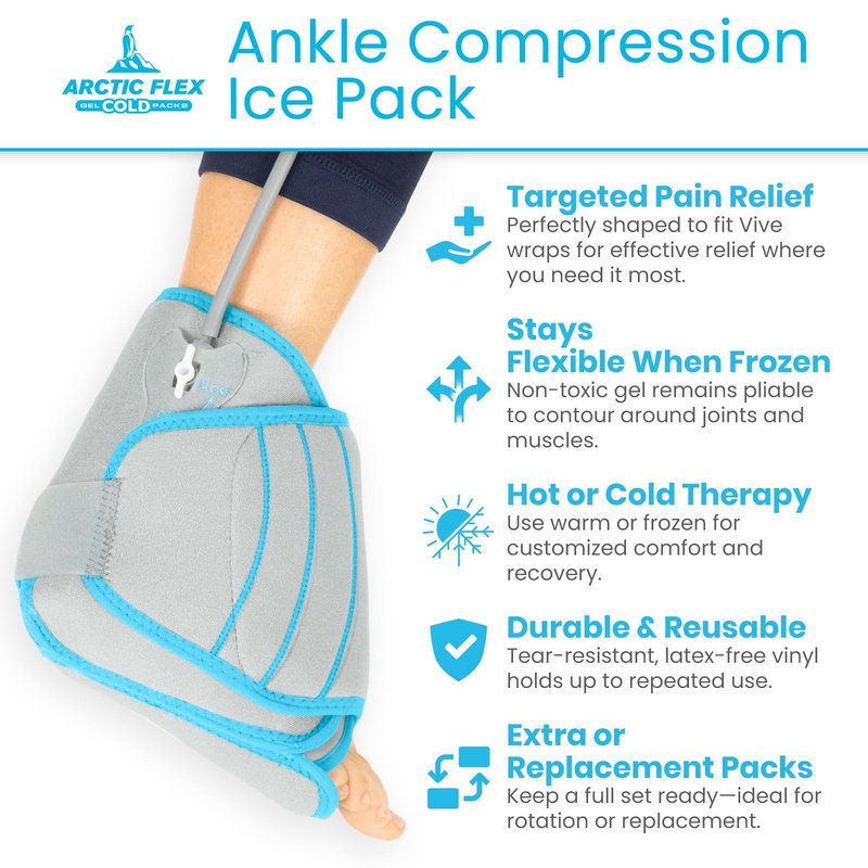 Arctic Flex Gel Replacement Pack - Reusable Ice Brace - Hot and Cold Gel Pack for Injuries, Pain Relief, Swelling - Flexible Therapy Compression Wrap (Compression Ankle)