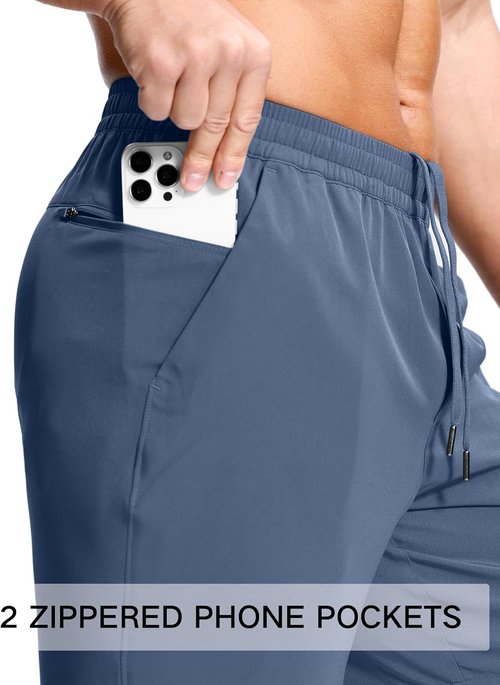 GGJ Men's Athletic Shorts - Lightweight Quick-Dry Gym Shorts with 2 Zipper Pockets | 7"/5"/9" Sizes
