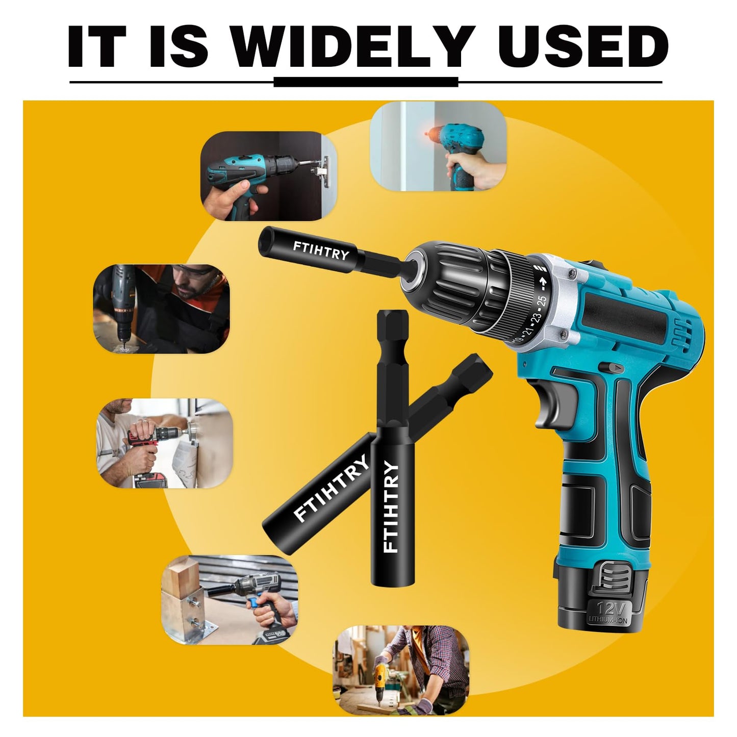 FTIHTRY 1/4”Magnetic Extension Socket Drill Bit Holder, 60mm 100mm 150mm Long(2.36-9"), 9pcs Screwdriver Extension, Quick-Change Hex Shank Set