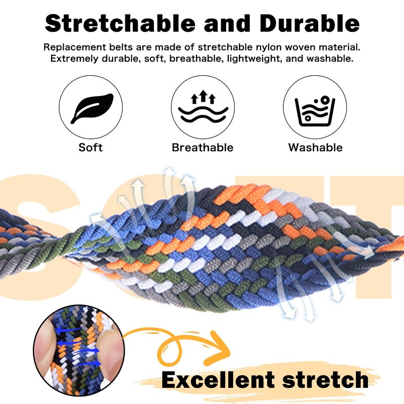 MokaZii Magnetic Braided Compatible with Fitbit Charge 6 / Fitbit Charge 5 for Men Women, Nylon adjustable Breathable Replacement Stretchy Elastic Sport Strap for fitbit charge 6/5 - Camouflage