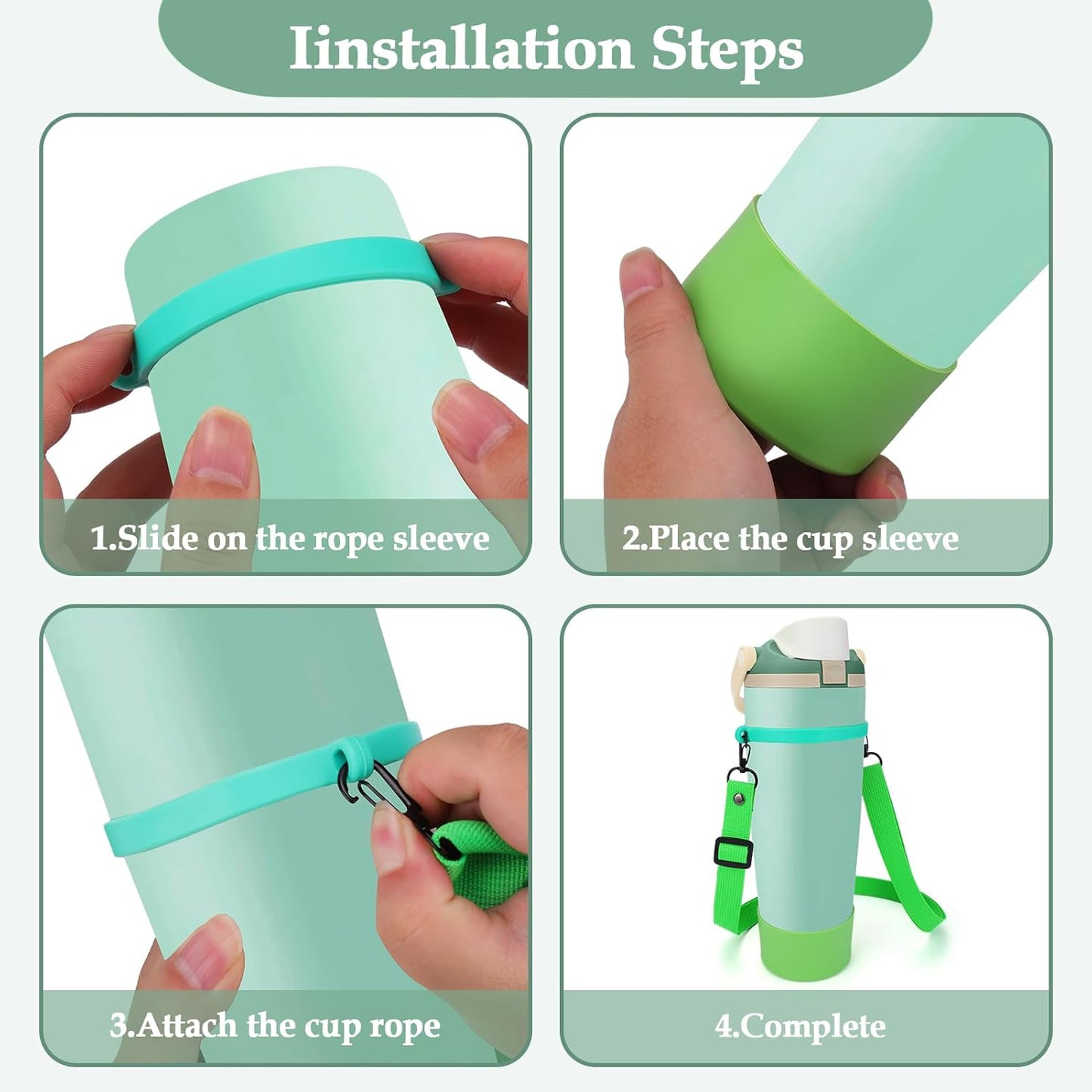 Mity rain Water Bottle Holder with Strap for Owala Freesip 30 40 oz Accessories, Carrier Sling Bag with Water Bottle Boot for Men Women Hiking Camping Travelling(Green)