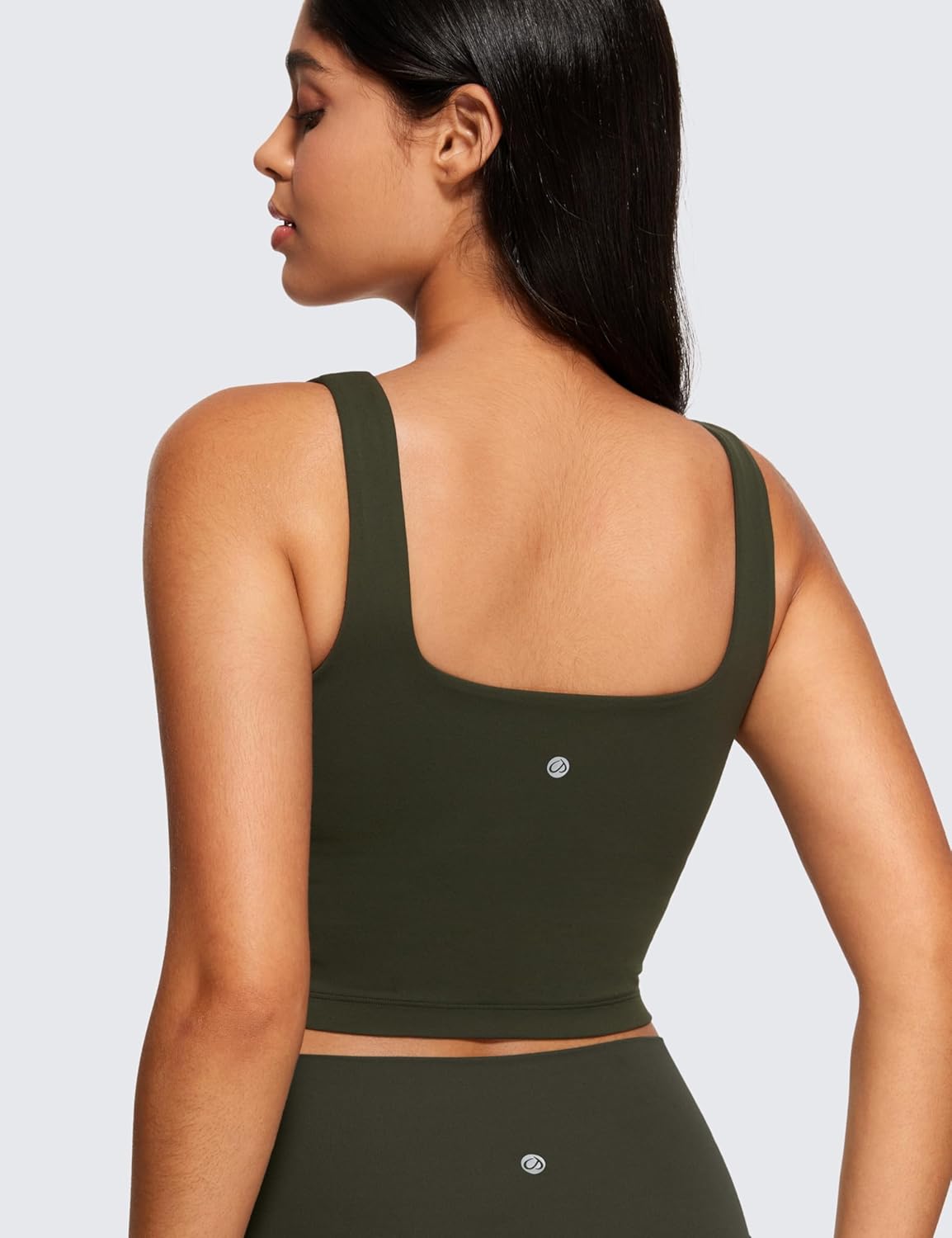 CRZ YOGA Butterluxe Crop Tank Top for Women - Padded Longline Sports Bra in Stylish Design