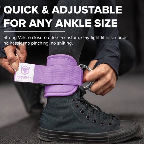 Women's Ankle Strap for Cable Machines & Resistance Bands: Gym & Home Workout Cuff Attachment for Leg Extensions, Kickbacks, Hip Abductors - Booty Exercises (Lavender, Pair)