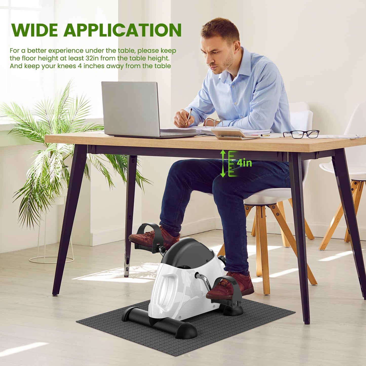 Sportneer Under Desk Bike Pedal Exerciser: Sportneer Mini Exercise Bike Portable Peddler Sitting for Seniors with LCD Display Arm & Leg Bike Pedals Exerciser with Anti-Skid Mat for Home Office (White)