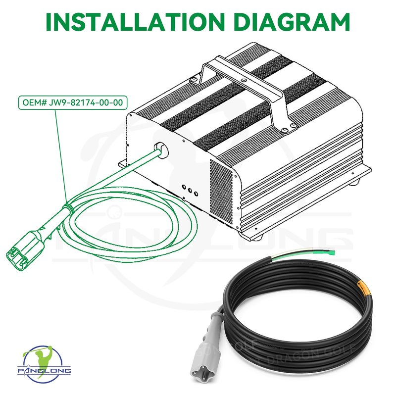 Panglong 48V Golf Cart Charger Cord, Fits Yamaha 2007-2016 G29/DRIVE/YDRE Electric Golf Cart With 3-Pin Plug Battery Charger, 48V Golf Cart DC Charger Cord with Plug, UL 3*12AWG, OEM #JW9-82174-00-00