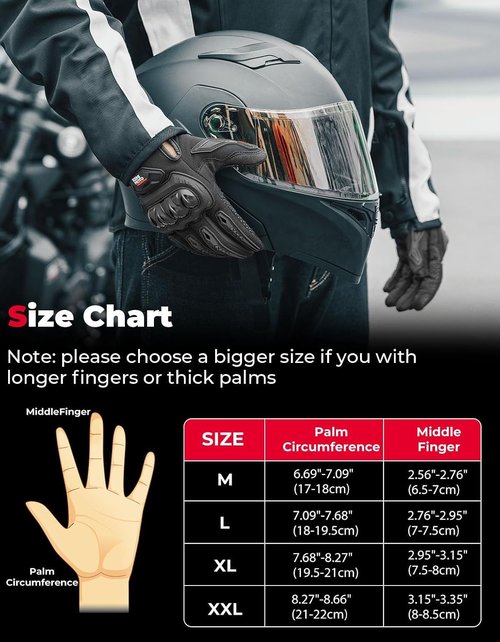 KEMIMOTO Touchscreen Motorcycle Gloves - Anti-Slip Dirt Bike Gloves for Men & Women | Perfect for Riding, Racing & Cycling