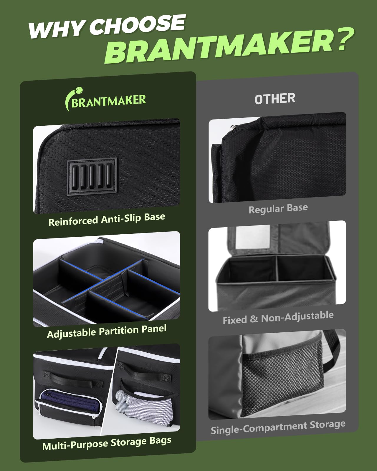 BRANTMAKER Golf Trunk Organizer, Golf Accessories for Men/Women to Storage Stuff and Gear, Cool Gifts for Golfers, Dad, Him/Her, Birthday or Father’s Day (Black)
