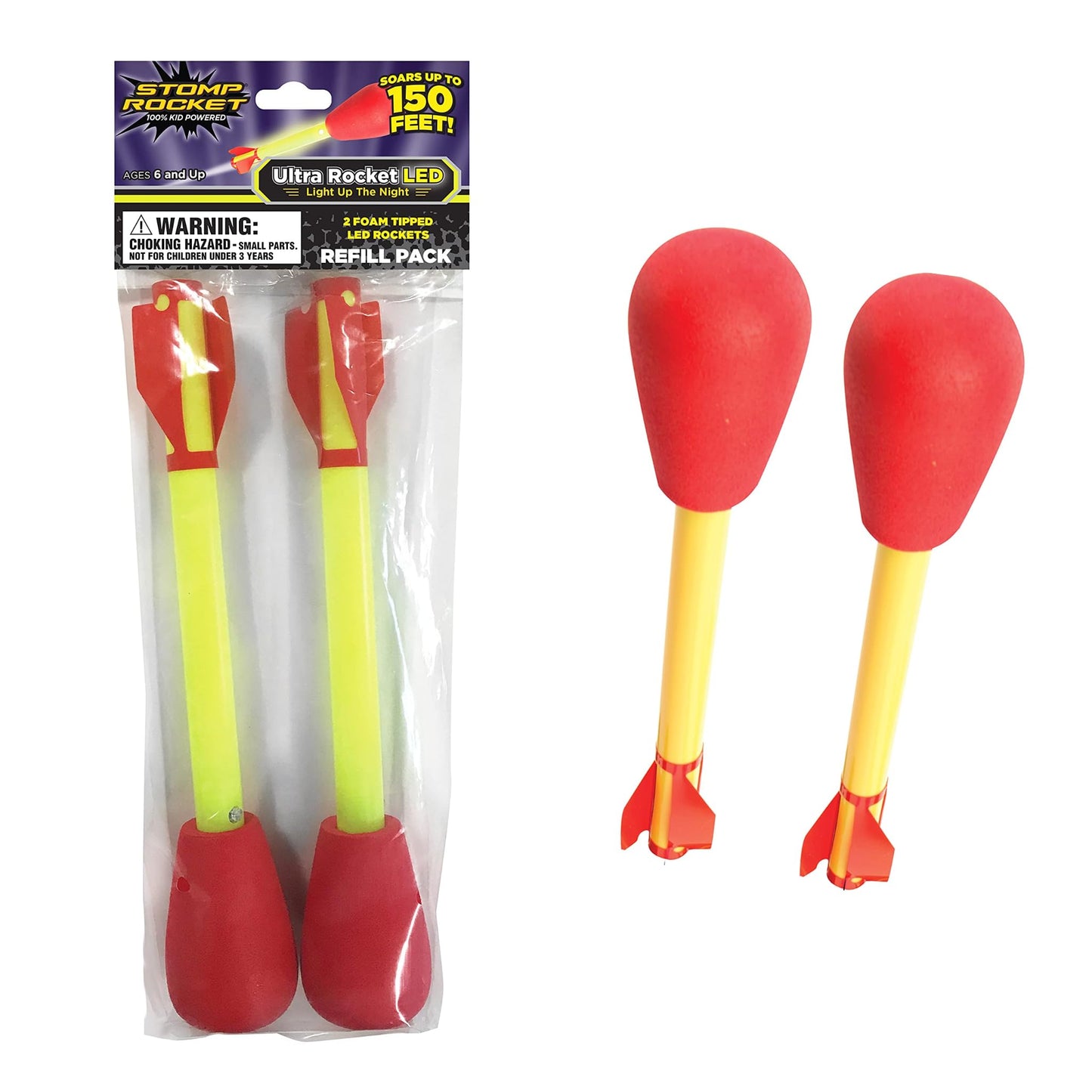 Stomp Rocket Ultra Rocket Refills, 6 Rockets - Replacement Foam-Tipped Rockets for Kids - Fun Backyard & Outdoor Kids Toys Gifts for Boys & Girls