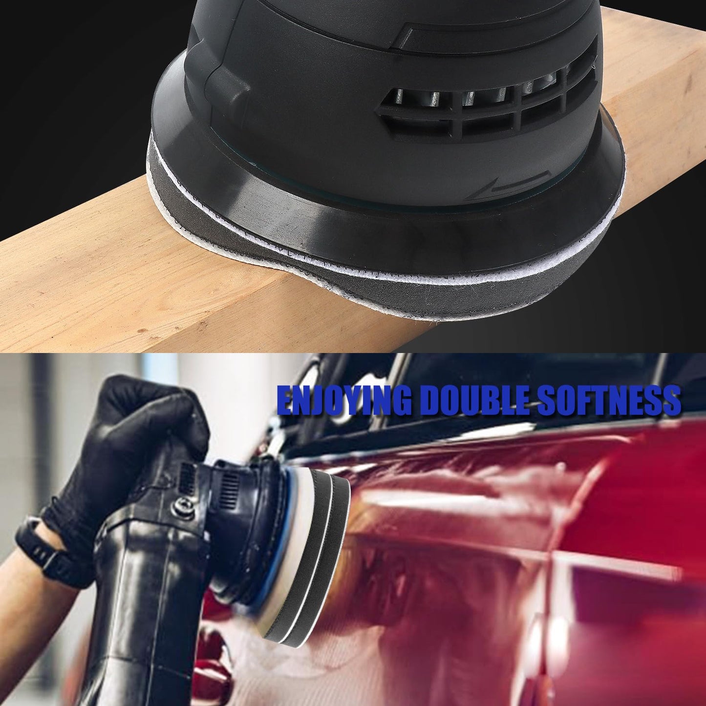 4 Pack Upgraded Foam Sanding Pads for Orbital Sander, 5 Inch 8 Holes Orbital Sander Surfprep Foam Pad, Hook and Loop Soft Density Interface Pads with Soft & Hard Cushion Sponge Buffer by Elechiakan