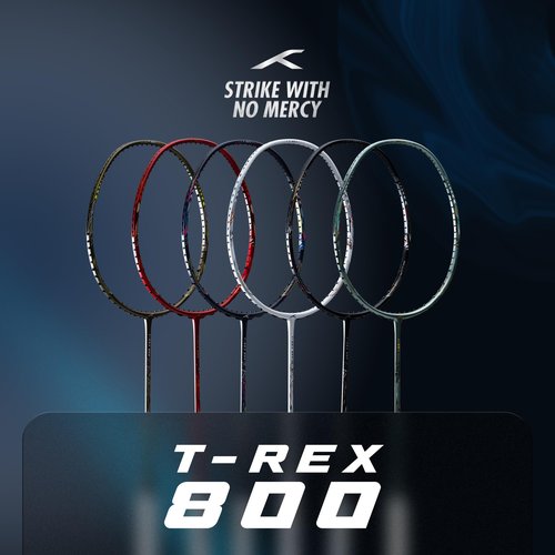 Hundred T-Rex 800 Strung Badminton Racket with Full Cover | 84 Grams | Maximum Tension ≤32 lbs (White)