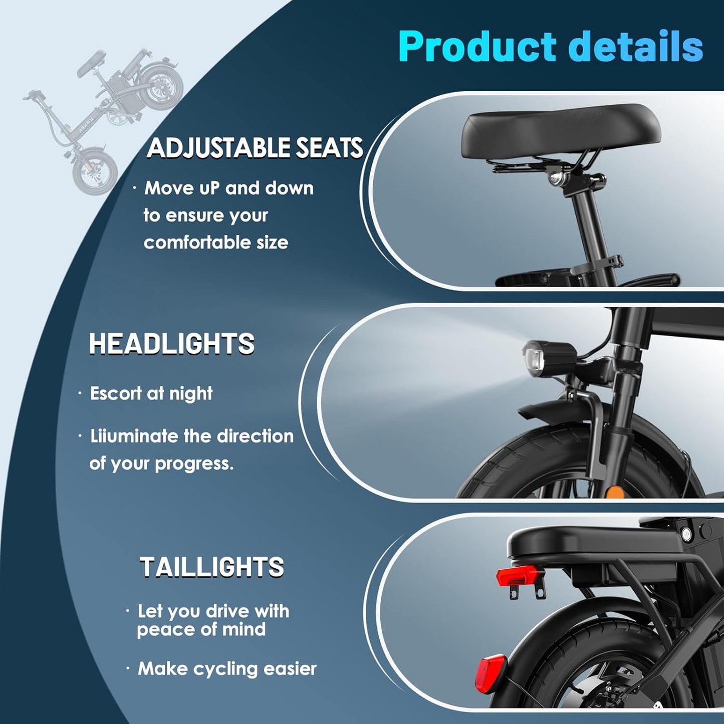 REOCRO Foldable Electric Bike - 700W Mini E-Bike with 48V Removable Battery | 30-60 Miles Range