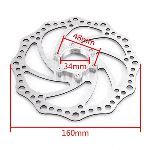 BlueSunshine Front and Back Disk Brake Kit - 160mm For 80cc Gas Motorized Bicycle - Freewheel Threaded Hubs Hole distance of 48mm