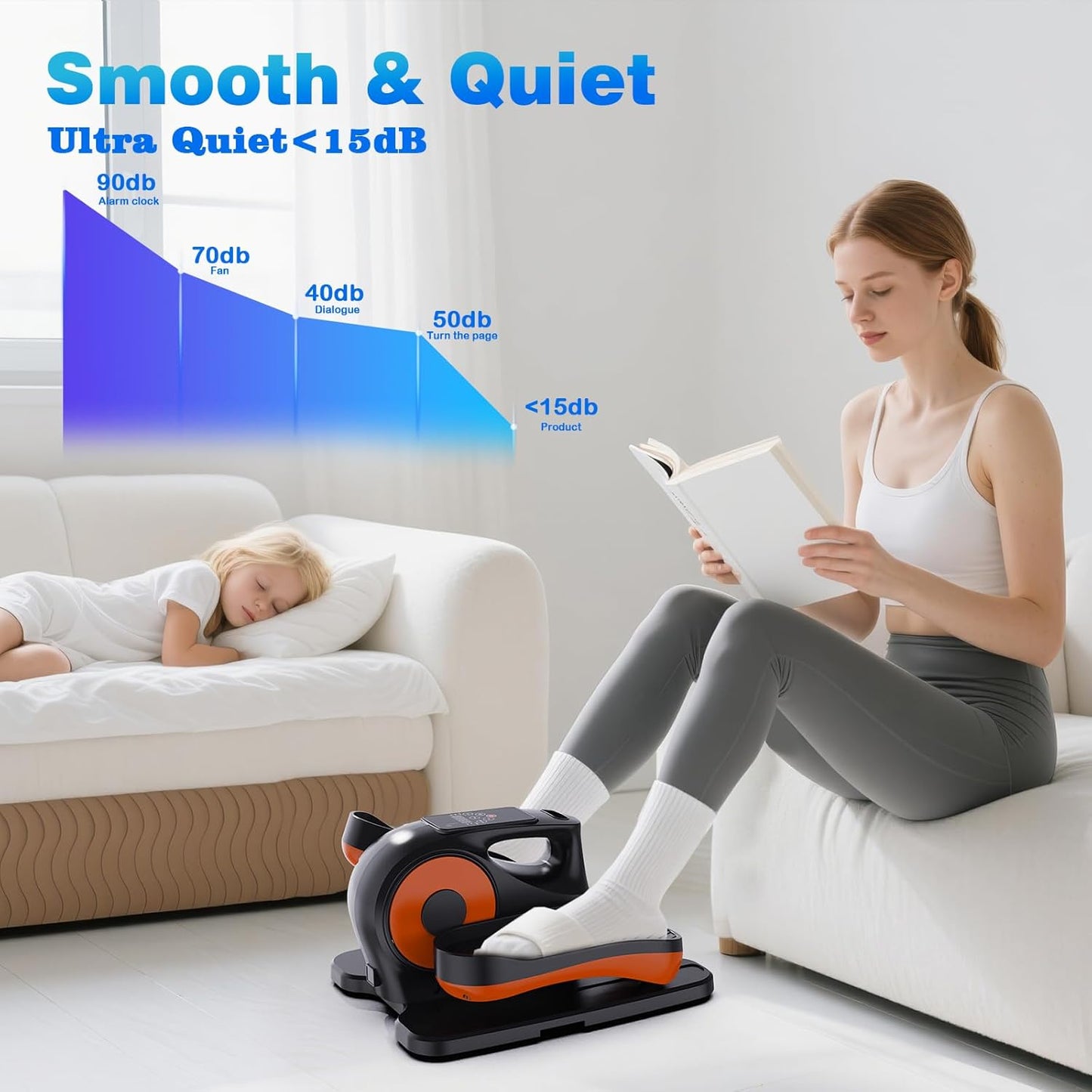 Under Desk Elliptical Machine | Skiennix Electric Mini Elliptical for Seniors - 12-Speed Touch Screen & Remote Control