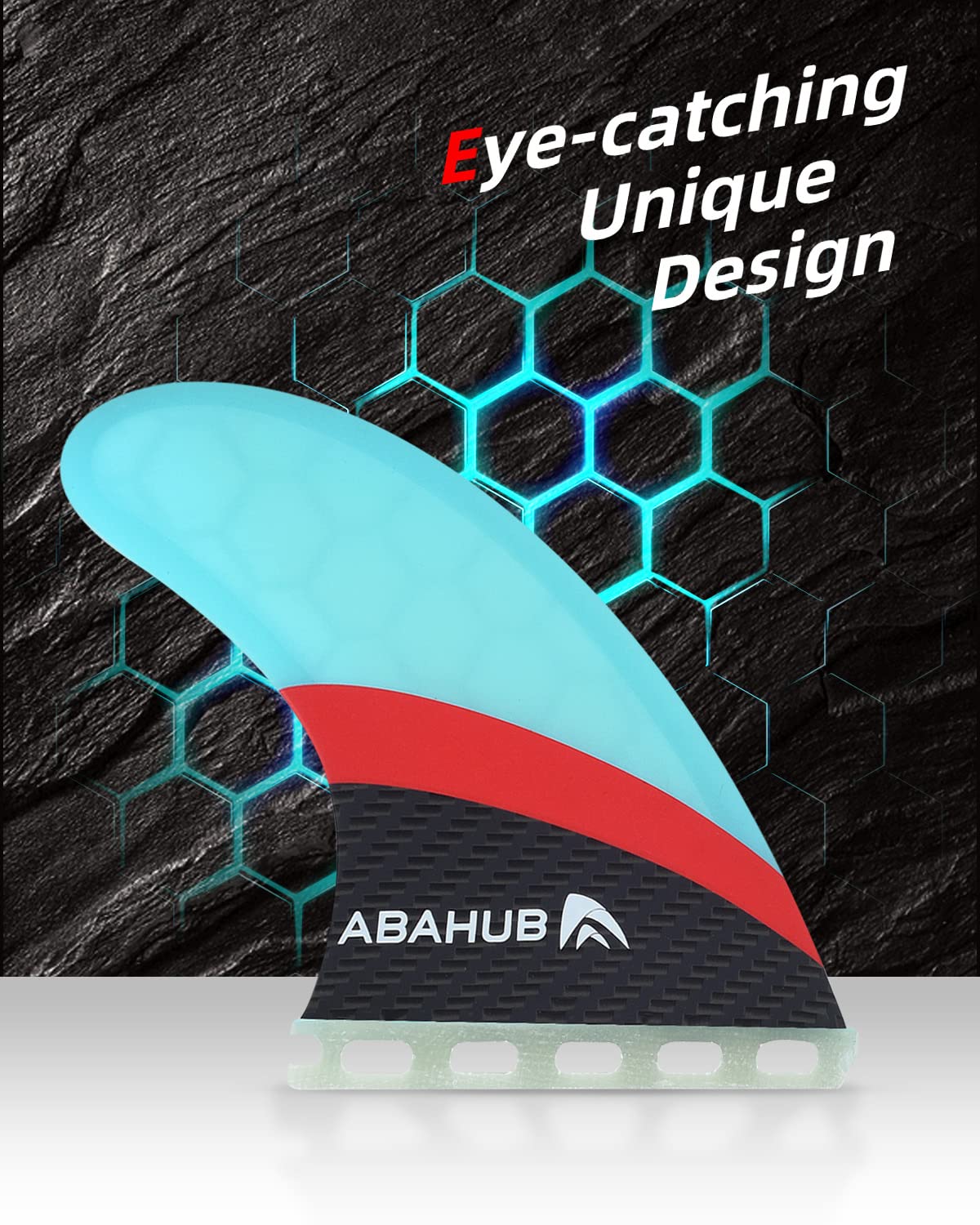 Abahub Surfboard Fins Compatible with Future Style Fin Box, Fiberglass Blue