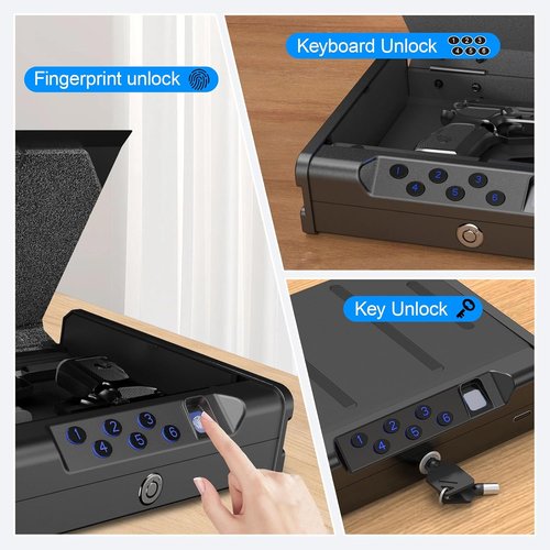 **Biometric Gun Safe by [Brand Name] - Quick-Access Handgun Safe with Fingerprint & Digital Keypad | Fits 2 Pistols | Heavy-Duty Steel for Home & Car**
