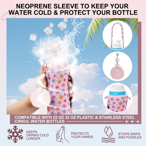 Upgrade Your Hydration Experience Compatible with Cirkul Accessories: Sleek Compatible Cirkul Water Bottle Sleeve, Stylish Compatible Cirkul Charms, Durable Straps, Handy Bottle Handle & More