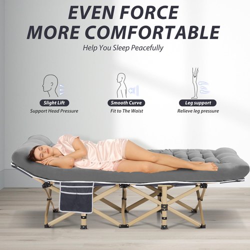 Candockway Folding Camping Cot with Comfy Mattress(Grey),600LBS(Max Load),Portable Cot Bed for Adults Include Carry Bags,28" Wider Sleeping Cots for Home,Office Nap,Outdoor Travel Camp Beach
