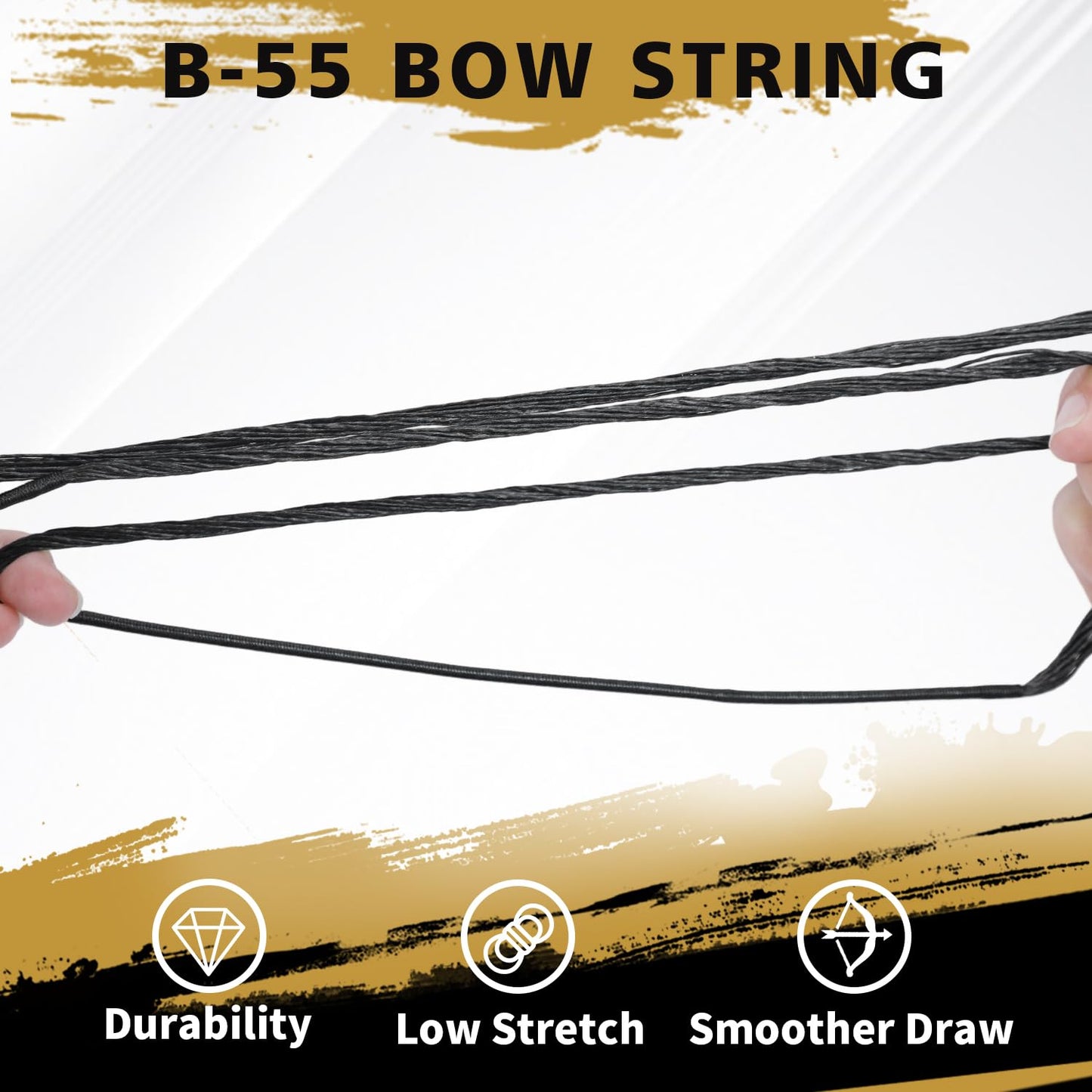 LWANO B55 Bow String,Replacement for Archery Recurve Traditional & Longbow Bowstring,12/14/16 Strands 48-70in,2 Brass Nocks Included (16 Strands (Recommended up to 65 lb), AMO 64"(Actual Length 60"))