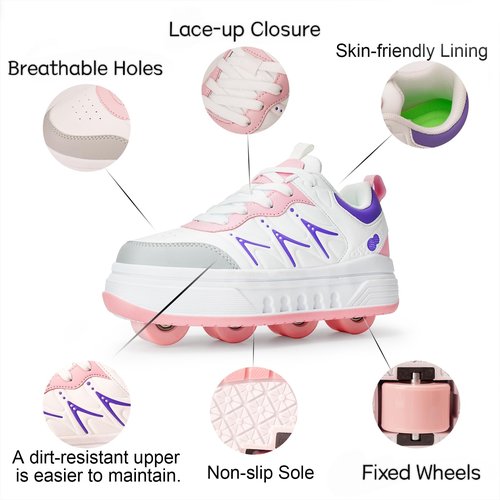Pairobin Roller Skate Shoes & Sneakers with Wheels, Outdoor Roller Skates for Girls Boys, Shoes with Wheels for Christmas Birthday Gift