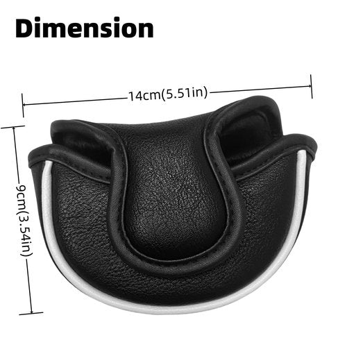 Golf Half Mallet Putter Cover Classic Black or White Golf Mid Mallet Putter Head Cover Headcover with Magnetic Closure, Golf Club Covers (Black)