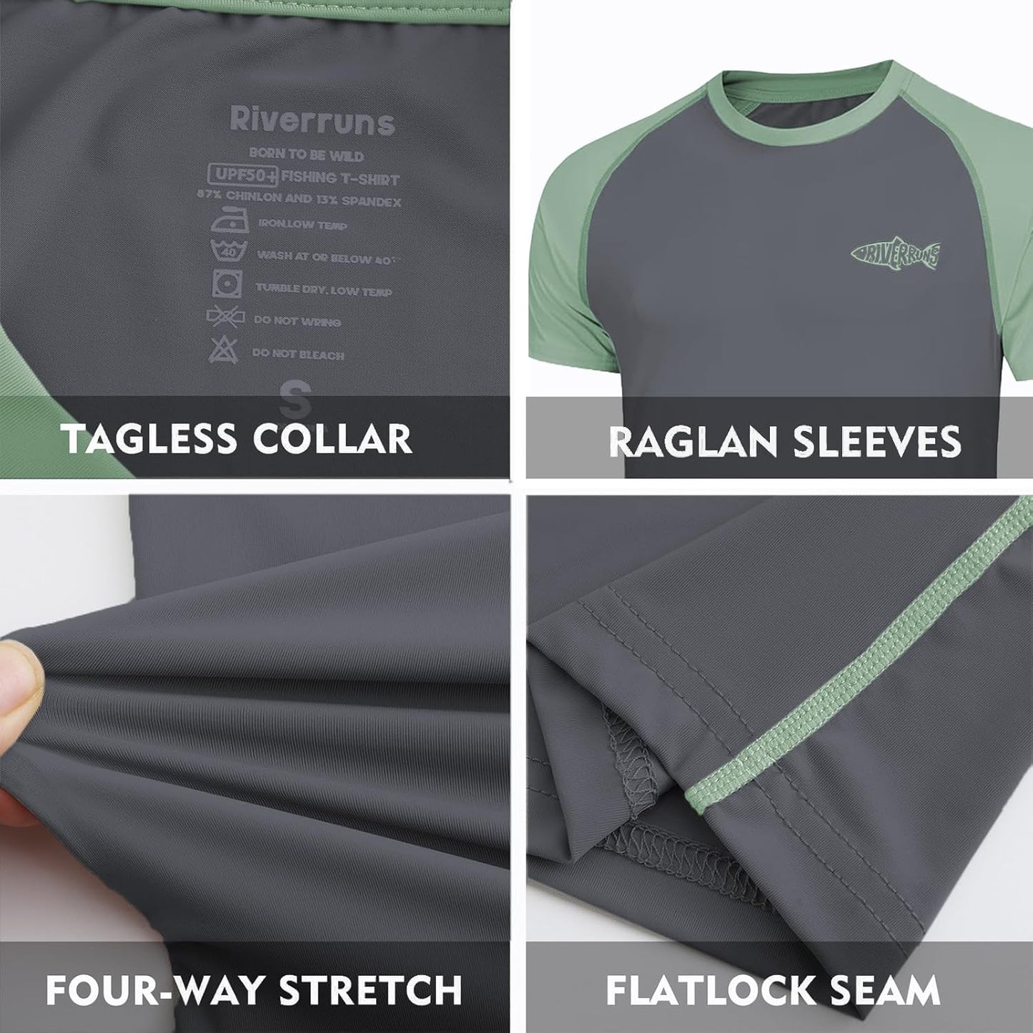 Riverruns UPF 50+ Swim Shirt Fishing Shirt Rash Guard T Shirt Ice-Cool Quick Dry Sports Shirt#1017
