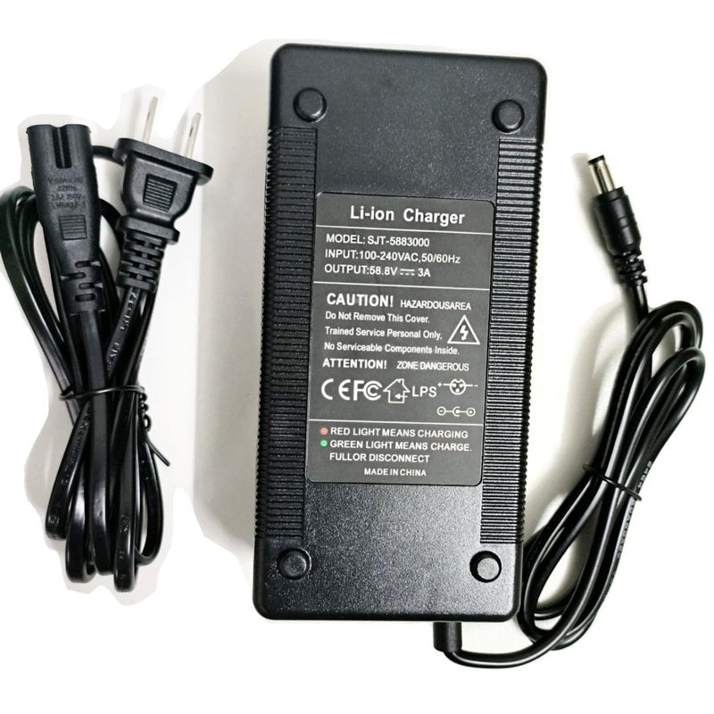 [Verified Fit] 58.8V 3A/ 2A Fast Charger 5.5mm Barrel Plug, Fit 14S 50V 52V 51.8V Lithium Battery for Nanrobot d6 and Other Brands 51.8V 52V Battery Charger Power Supply