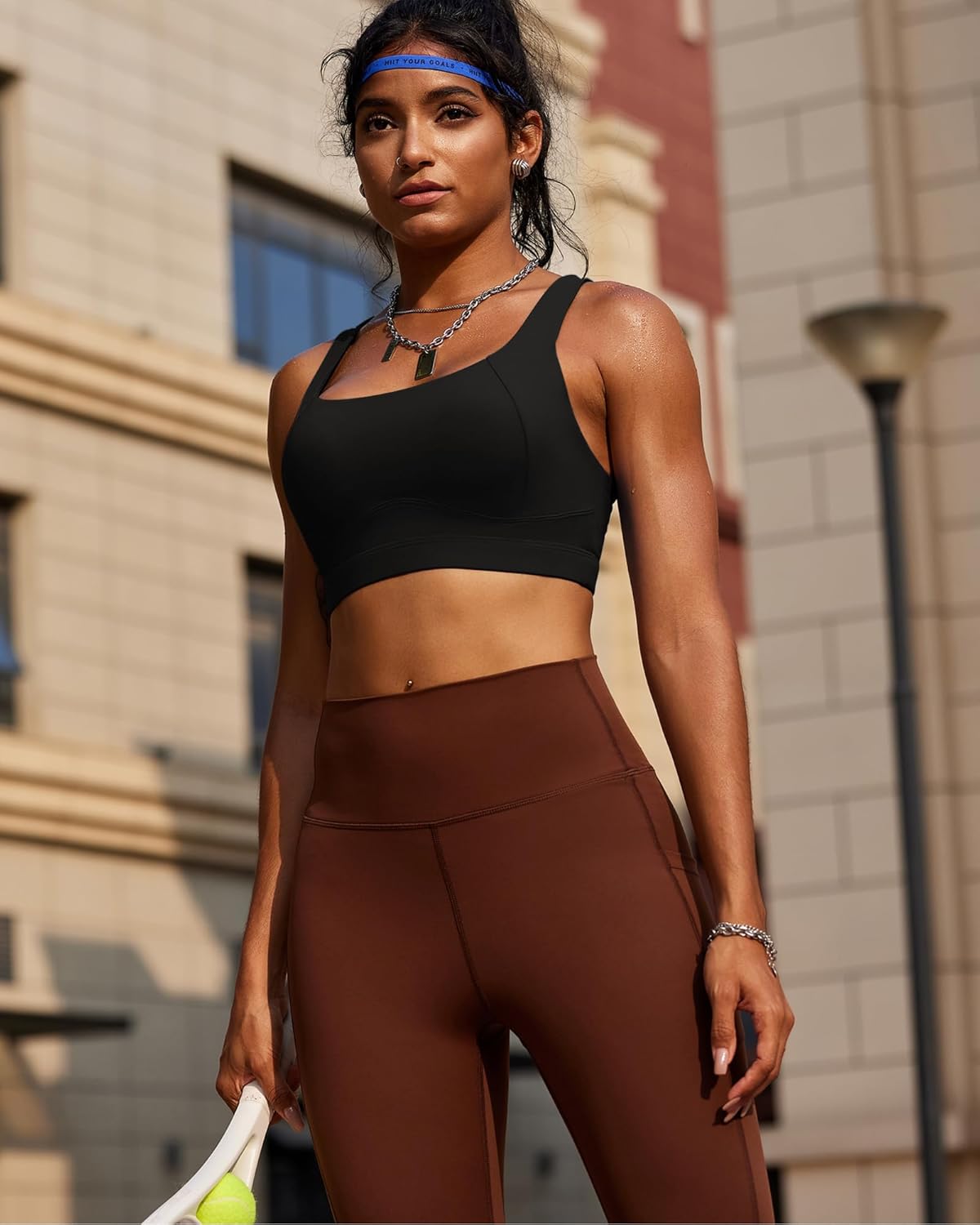 RUNNING GIRL Sports Bra - High Support Racerback for Women | Grey Moulded Cup Workout Bra