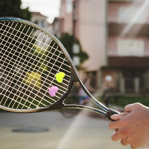 KALIONE 4pcs Tennis Vibration Dampener, Tennis Racket Shock Absorbers, Heart-Shaped Silicone Dampener Tool for Tennises Racquet String Dampeners Cute Tennises Supplies（Mixed Colors）
