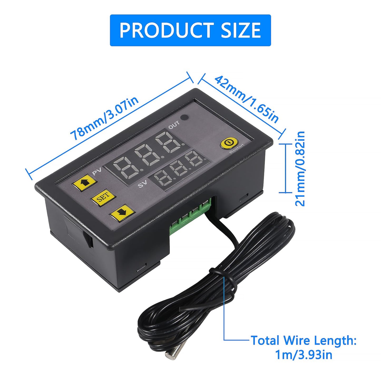 Coliao 2pcs Digital Temperature Controller W3230 Digital LED Thermostat Switch with Waterproof Probe AC110-220V Programmable Heating Cooling Electronic Thermostat Control -50℃ to 120℃