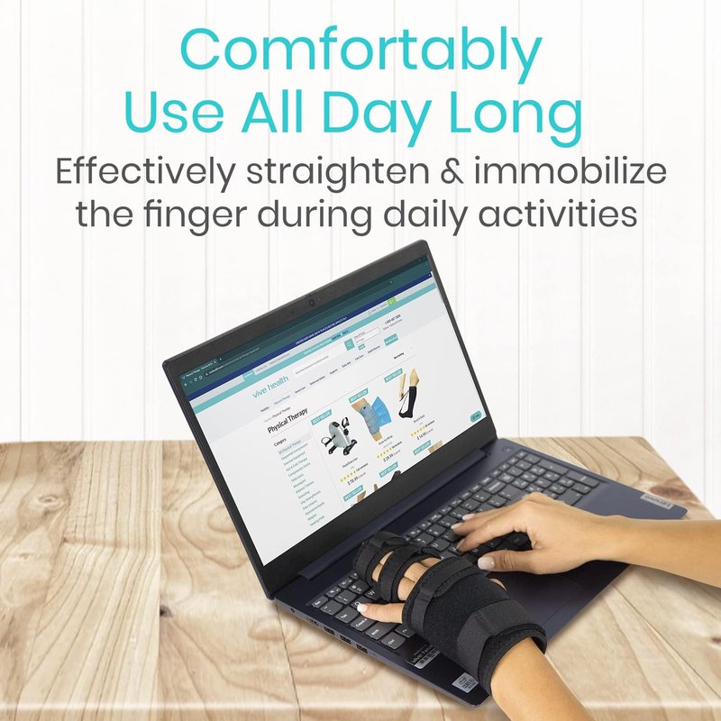 Vive Trigger Finger Splint - 2 Finger Brace for Middle, Index, Pinky, or Ring Fingers - Adjustable Hand and Wrist Support - Straightening Immobilizer for Broken Fingers, Arthritis, and Contractures