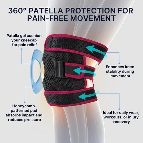 Fit Geno KneeXpert Knee Brace - Adjustable Compression Support with Side Stabilizers & Gel Pad | Pain Relief for Meniscus, ACL, Arthritis - M/L