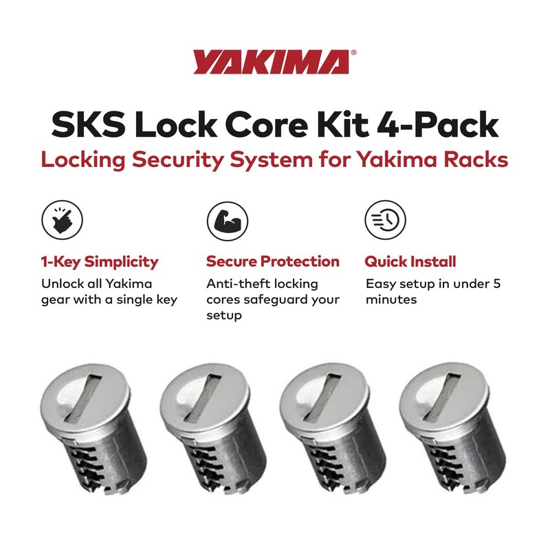 YAKIMA, SKS Lock Cores for YAKIMA Car Rack System Components, 4 pack