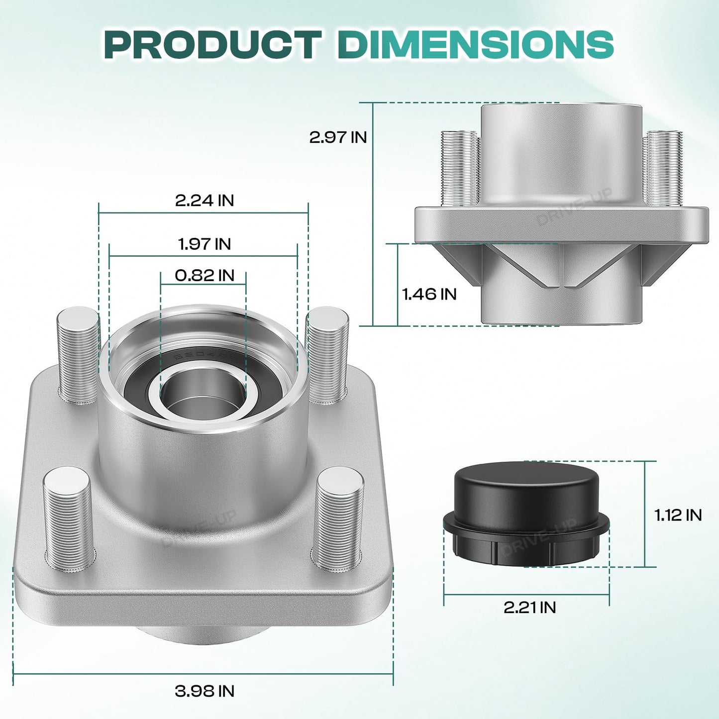 DRIVE UP Golf Cart Front Wheel Hub Assembly, Club Car Front Wheel Hub with Bearings Oil Dust Seal for Club Car Precedent and DS 2003-Up and Tempo 2018-Up Gas or Electric Golf Carts, OEM 102357701