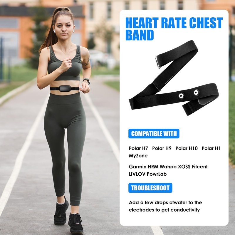 2 Pack Heart Rate Monitor Chest Band for Polar H10 H9 H7, Adjustable Waterproof Soft Replacement Chest Strap Compatible with Polar Wearlin Garmin Dual Running HRM (Black Length 25.6"-37.4")