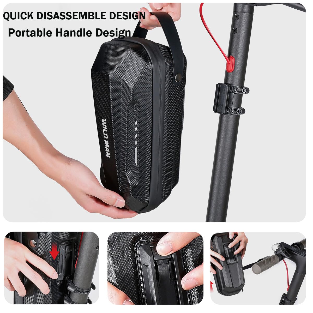 SplendoRoute Scooter Storage Bag, Waterproof Scooters Handlebar EVA Hard Shell Bike Front Bag for Carrying Charger Tools Repair Tools 3L