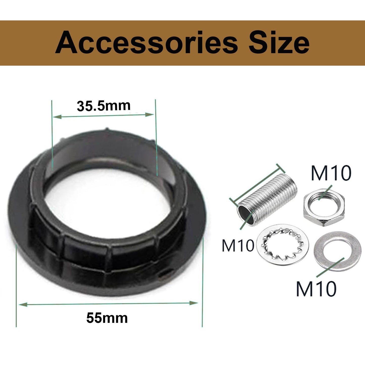 JNXQWE E26 E27 Light Socket,Bakelite Threaded Medium Base Lamp Holder with Shade Ring,Phenolic Medium Base E26 Fixture Socket with 6" Wire Lead for Incandescent Led Light Bulbs Replacement,Pack of 2