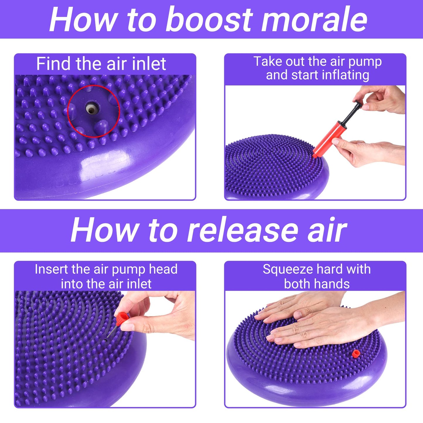 Dog Balance Disc 14", Dog Balance Equipment with Cushion and Pump, Pet Training Platform for Pet Rehabilitation Training, Strength Train Stability, Suitable for Small Medium-Sized Pets (Purple, 14 in)