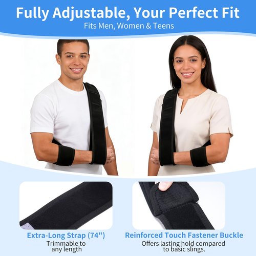 GAOUREL Adjustable Arm Sling & Shoulder Immobilizer – Lightweight Support Sling for Shoulder Injury, Elbow Injury, Wrist Injury,Broken Collarbone, Torn Rotator Cuff & Dislocation, Men & Women, Left or Right Arm(Black)