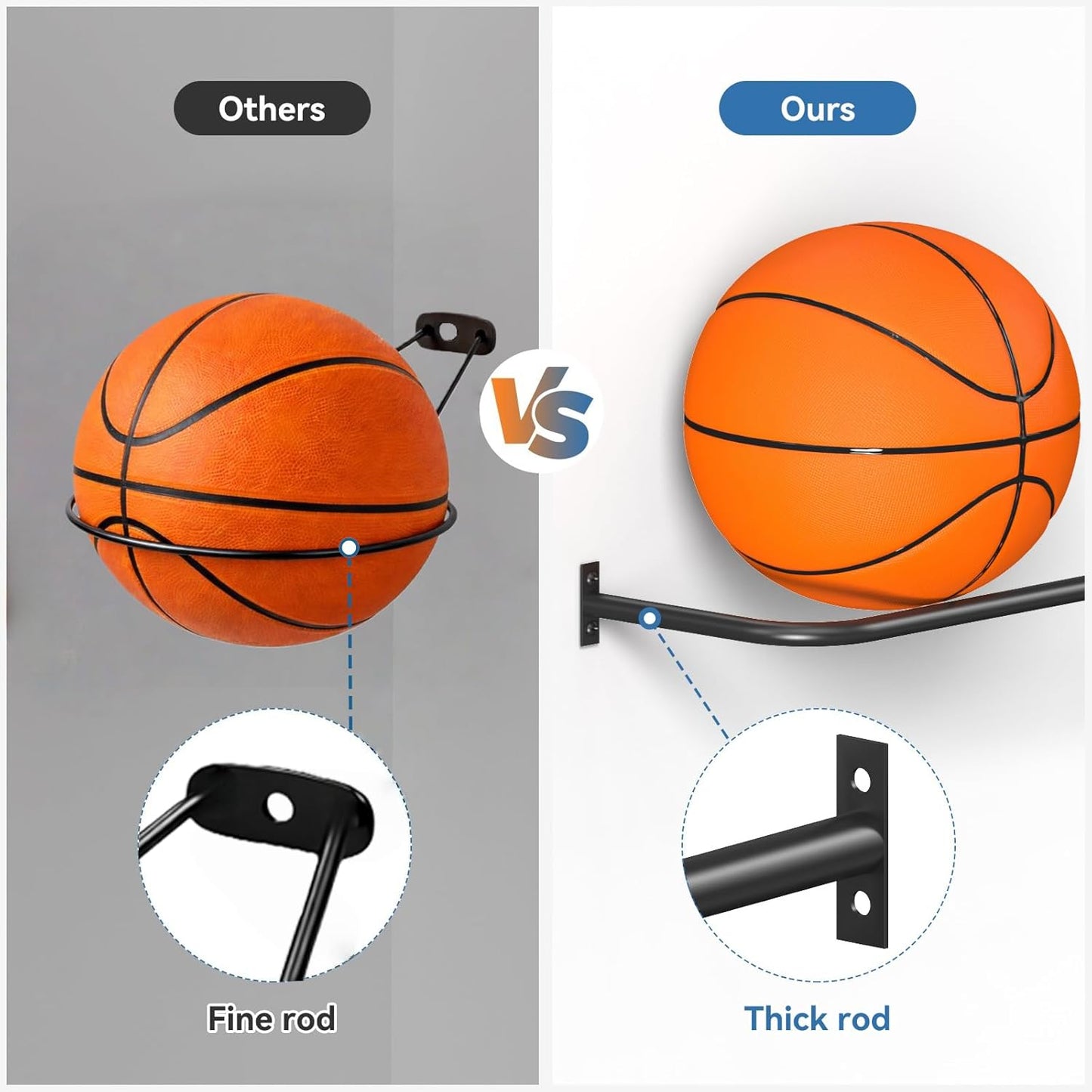 Wall Mount Ball Rack - Skiennix Garage Sports Equipment Organizer | 12-Ball Capacity, 3 Shelves