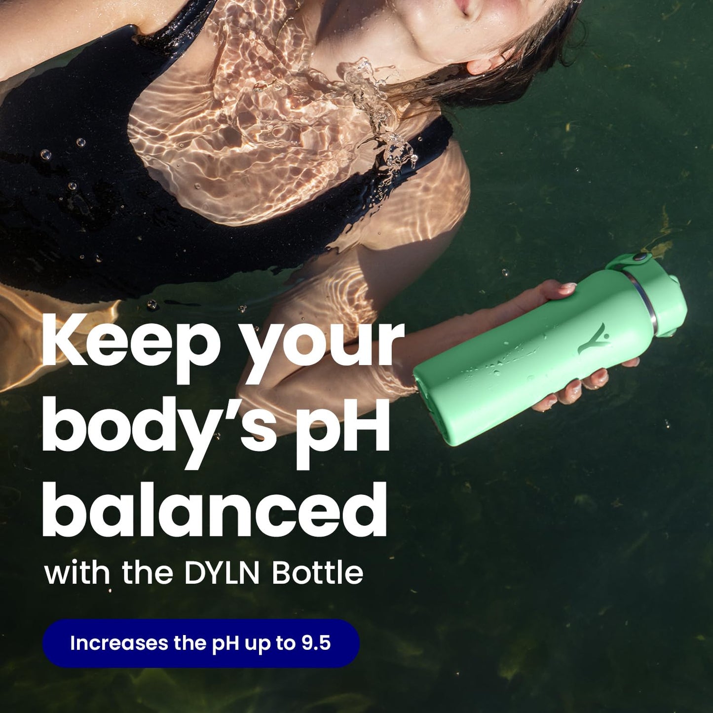 DYLN Hydrogen Water Bottle | Create Hydrating Alkaline Hydrogen-Rich Water Up to 9 pH | Vacuum Insulated Stainless Steel Water Bottle | Keeps Water Cold for 24 Hours | 25 oz, Mint