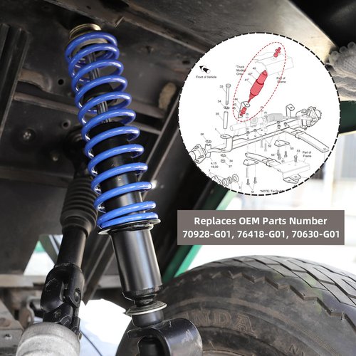 AIPSET Golf Cart Shock Absorber Compatible with EZGO TXT/Medalist 1994-up, TXT Shocks with Extenders, Front Rear Coil Over Heavy Duty Shock, OEM# 70928-G01, 70630-G01, 76418-G01, 2PCS, Blue