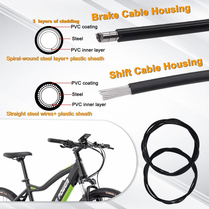 Stainless Steel Wire Cutter Bike Brake and Shifter Derailleur Cable Housing Kit, Universal Standard Bicycle Transmission Line with Bike Cable End Caps for MTB Mountain Road Bikes Repair, Professional