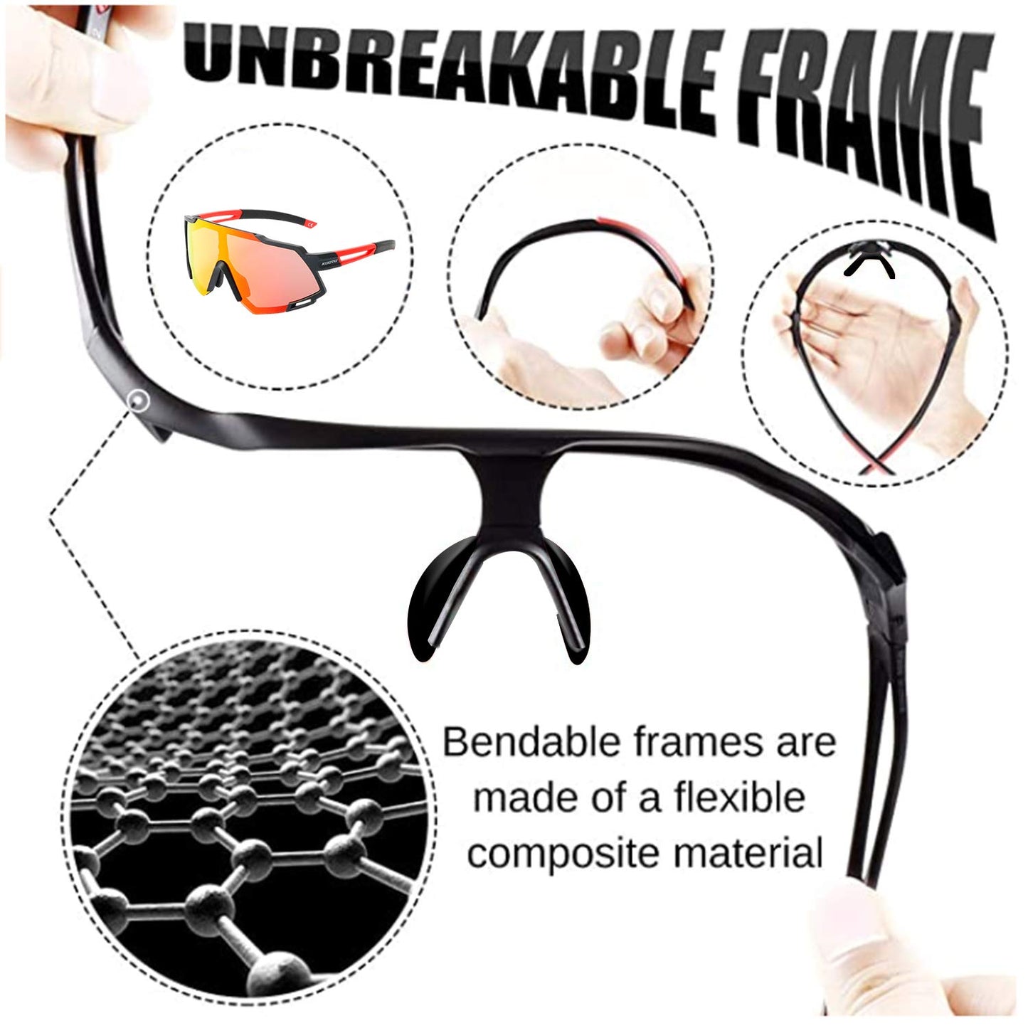 SAVADECK Polarized Cycling Sunglasses with 5 Interchangeable Lenses, Mens Womens Running Baseball Golf Driving Glasses