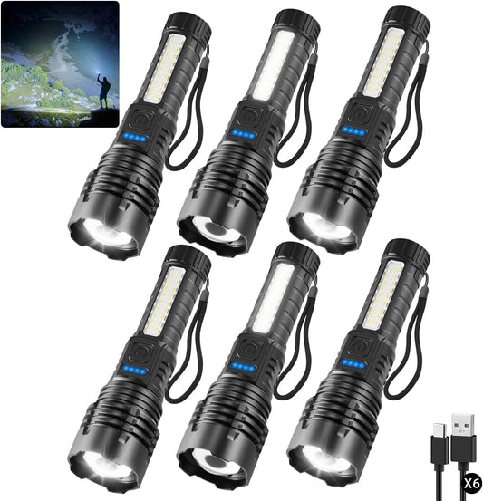 High Lumens Rechargeable Flashlight Set - 3 Pack, 7 Modes Tactical LED Lights for Home & Camping