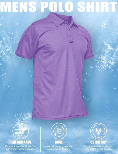 MAGCOMSEN Men's Polo Shirt - Quick Dry Tactical Performance | Short Sleeve Pique Golf Shirt