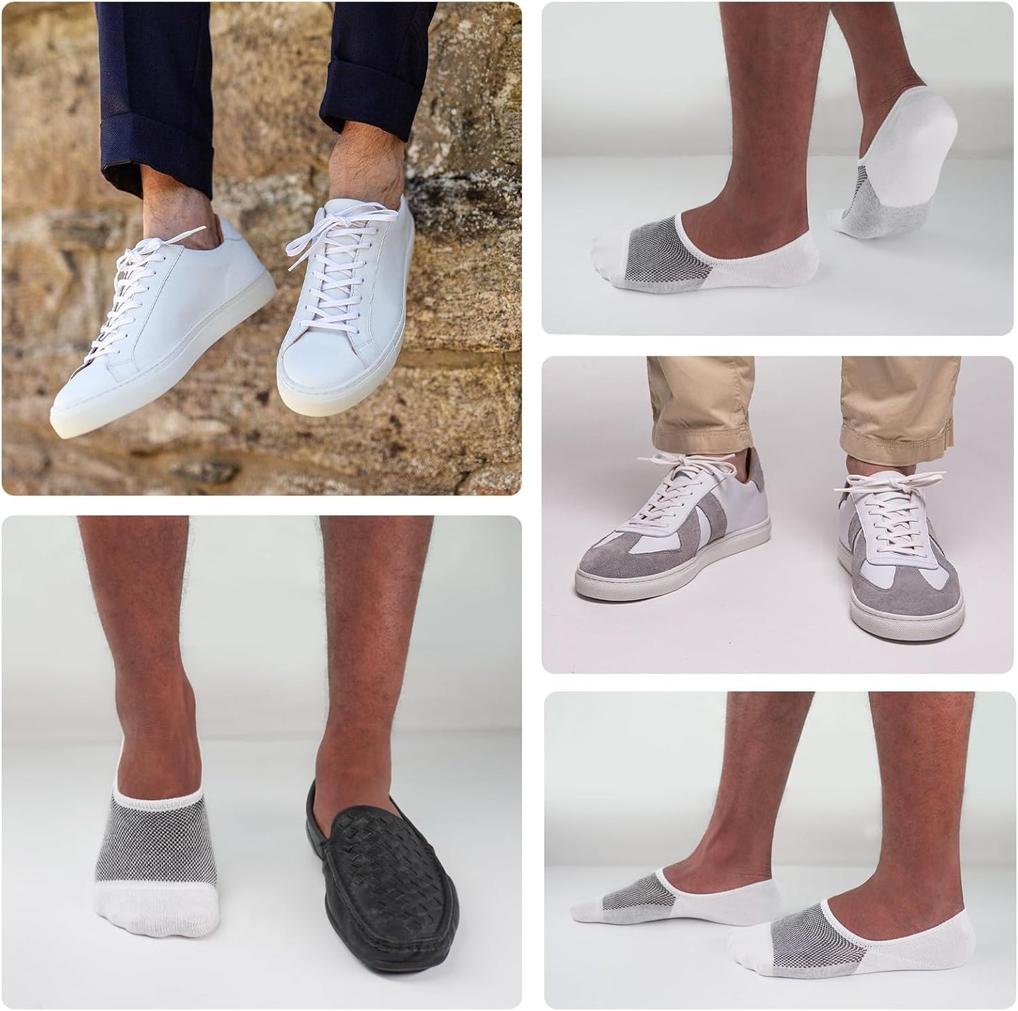 SIXDAYSOX No Show Socks for Men - Invisible Low Cut, Non-Slip Design | Size 5-11 & 10-13 (6/8 Pack)