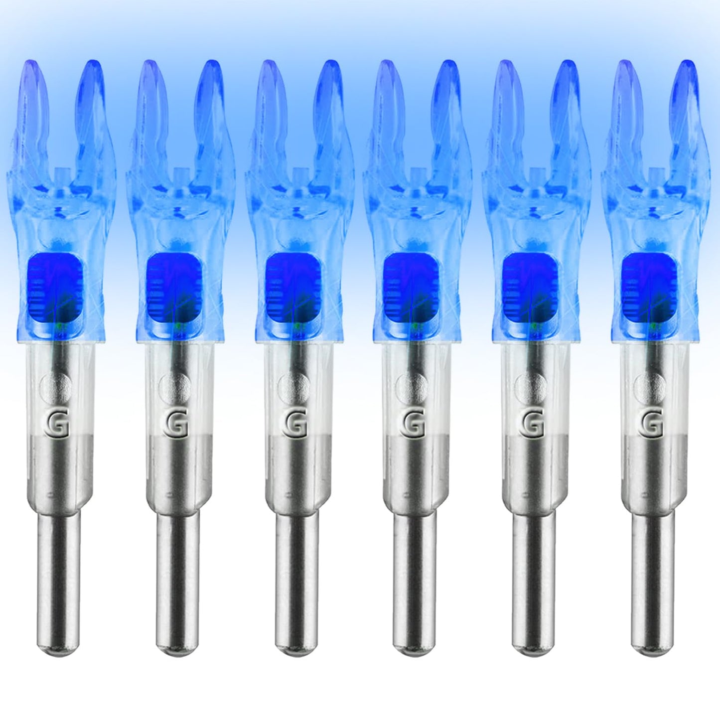 KEAUP G Lighted Nocks 6 PCS with X Bushing for Arrows with .165.204 Inside Diameter with ON/Off Switch LED Nocks Archery Nocks (Blue)